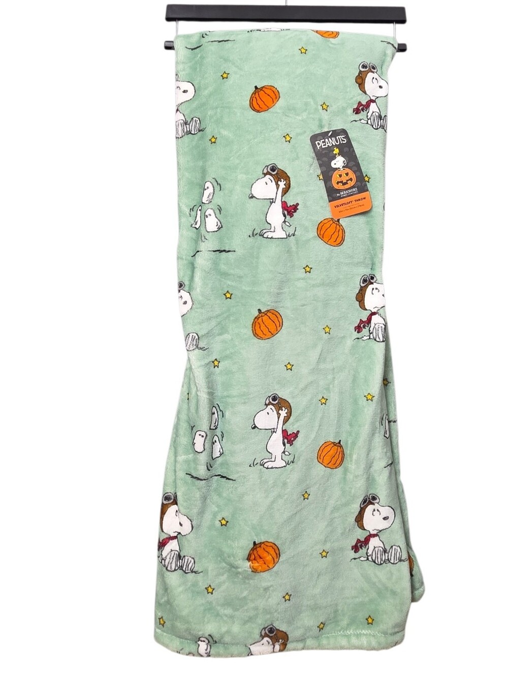 Peanuts Snoopy Mint Green Pumpkin Plush Throw 60 X 70 Nwt